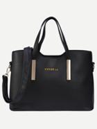 Shein Black Metal Plate Embellished Tote Bag With Strap