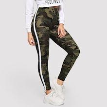 Shein Striped Tape Side Camo Leggings