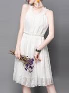 Shein Flounce Embroidered Lace Dress