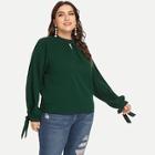Shein Plus Knot Sleeve V Cut Out Blouse