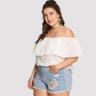 Shein Plus Embroidered Detail Foldover Top