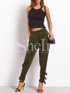 Shein Army Green Contrast Buckle Bottom Pants