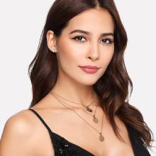 Shein Sequin Pendant Layered Chain Necklace & Stud Earrings Set