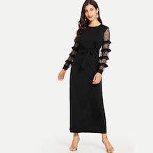 Shein Contrast Sleeve Ruffle Dress