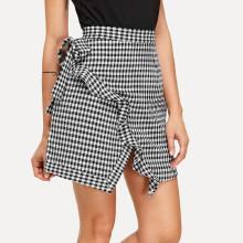 Shein Ruffle Trim Gingham Skirt