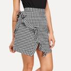 Shein Ruffle Trim Gingham Skirt