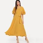 Shein Choker Neck Layered Flutter Sleeve Dress