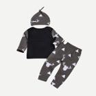 Shein Boys Geometric Print Tee & Pants Set With Hat