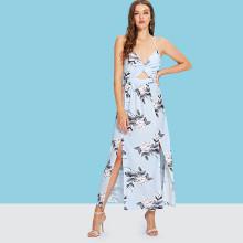 Shein Cut Out Split Hem Floral Dress