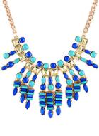 Shein Blue Gemstone Gold Chain Necklace