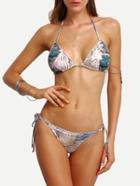 Shein Abstract Print Triangle Bikini Set