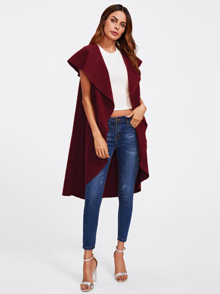 Shein Shawl Collar Dip Hem Vest