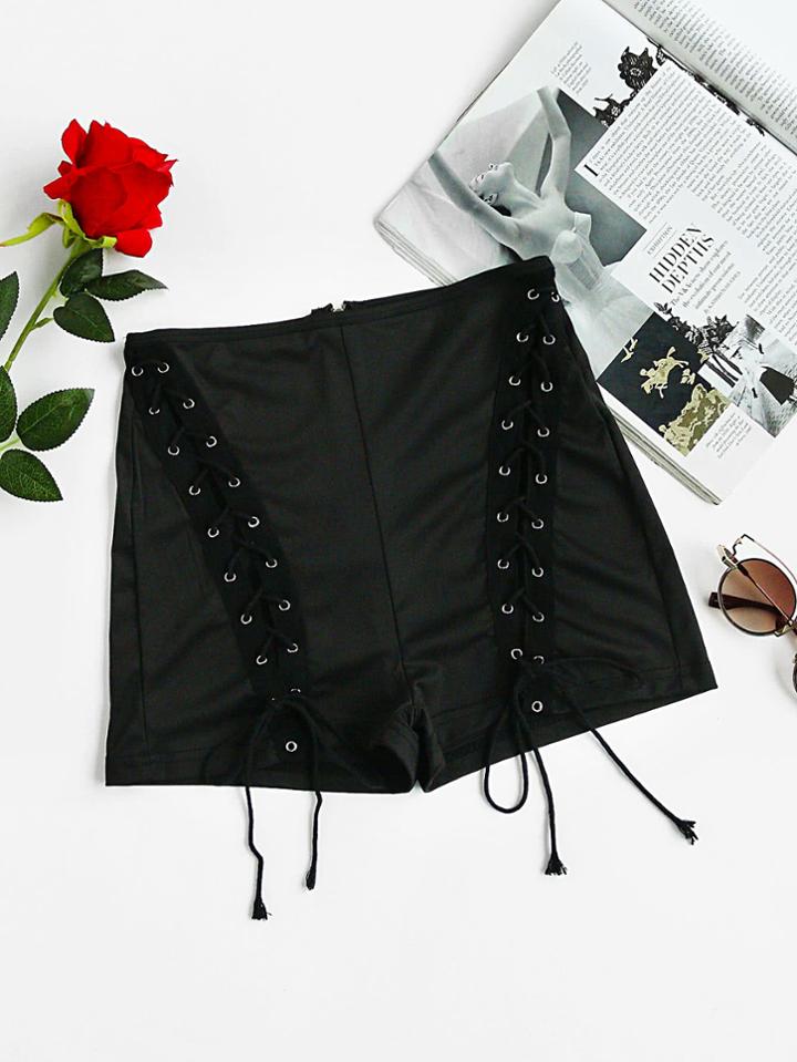 Shein Eyelet Lace Up Shorts