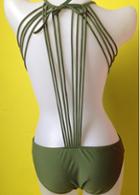Rosewe Open Back Army Green Cut Out Swimwear