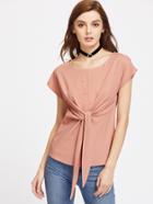 Shein Self Tie Cap Sleeve Top