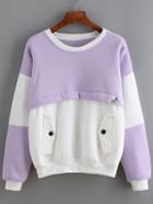 Shein Color-block Sweatshirt With Pockets