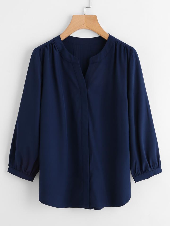 Shein Stand Collar Shift Blouse