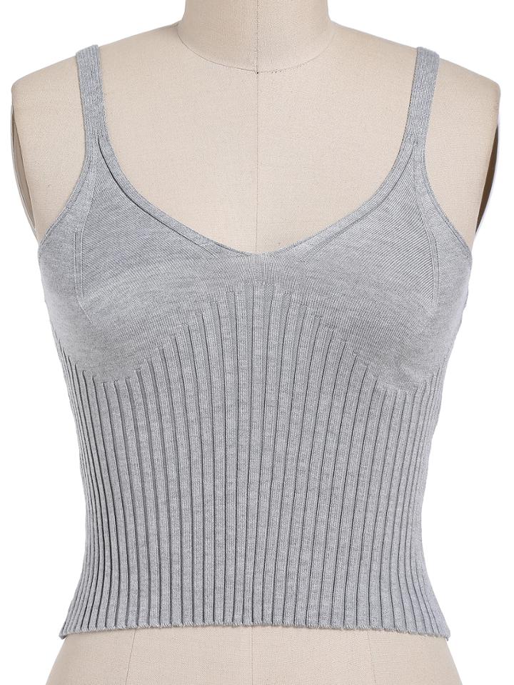 Shein Grey Spaghetti Strap Slim Sweater Cami