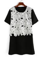 Shein Contrast Lace Applique T-shirt Dress