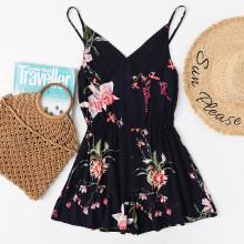 Shein V Neckline Floral Print Cami Romper