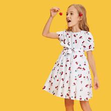 Shein Girls Allover Cherry Print Smock Dress