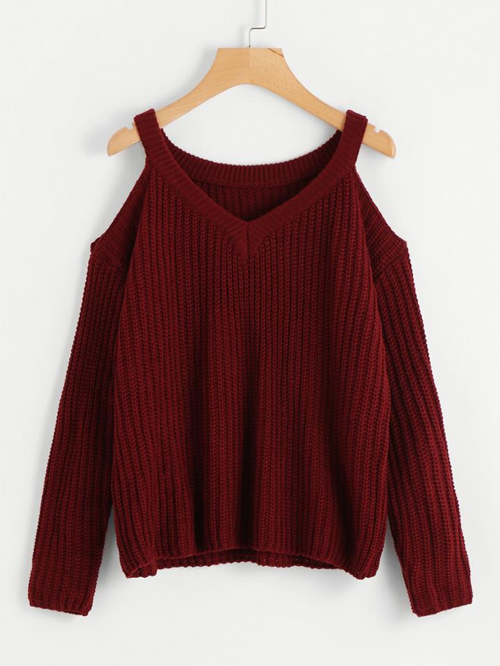 Shein Open Shoulder Chunky Knit Jumper