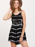Shein Black White Striped Crisscross Jumpsuit