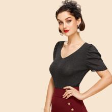 Shein Cut Out Back Glitter Knit Tee