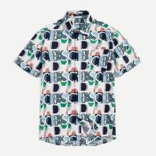 Shein Men Mixed Print Button Front Collar Shirts