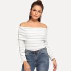 Shein Off The Shoulder Striped Tee