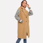 Shein Single Breasted Contrast Plaid Sleeve Coat