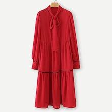 Shein Tie Neck Contrast Trim Dress