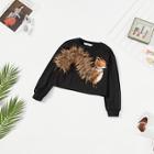 Shein Girls Squirrel With Faux Fur Tail Sweatshirt