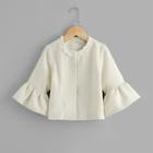 Shein Girls Lace Neckline Flounce Sleeve Jacket
