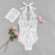 Shein Eyelash Floral Lace Teddy Bodysuit