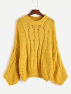 Shein Yellow Cable Knit Slouchy Sweater