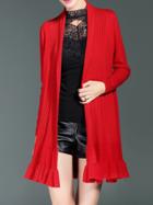 Shein Red Knit Pleated Ruffle Outerwear