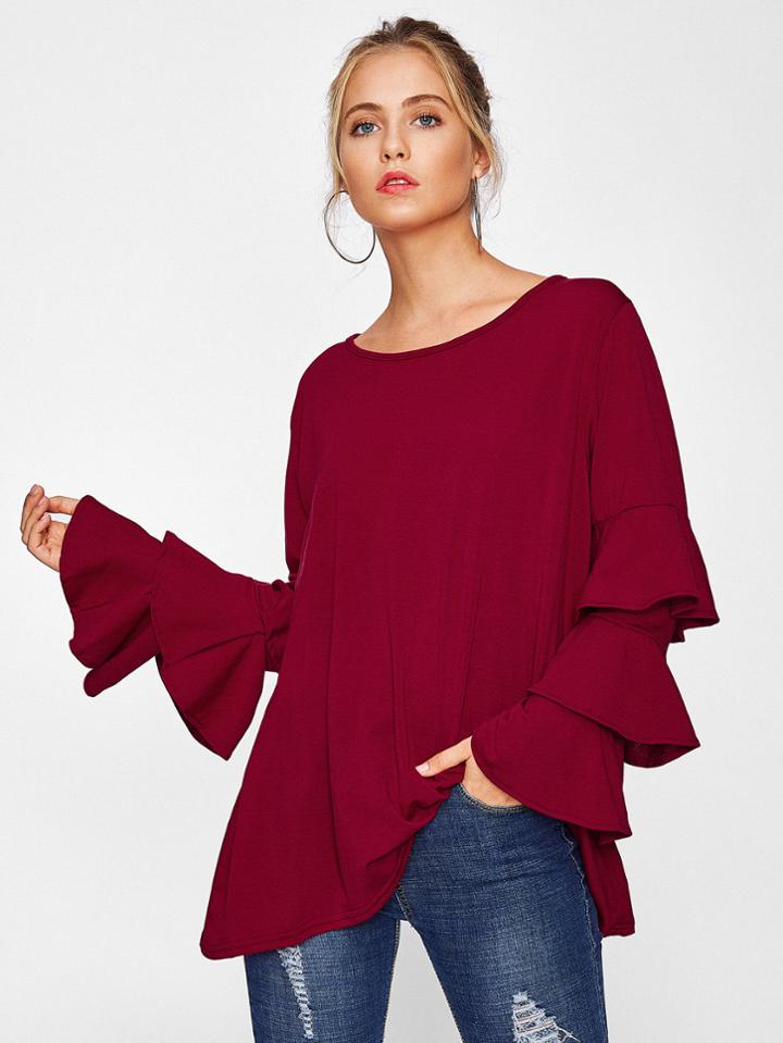 Shein Tiered Fluted Sleeve Tee
