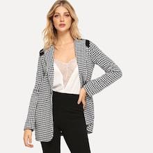 Shein Contrast Yoke Houndstooth Blazer