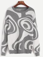 Shein Abstract Pattern Drop Shoulder Sweater