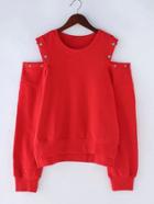 Shein Studded Detail Cold Shoulder Sweatshirt