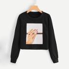 Shein Hand Print Sweatshirt