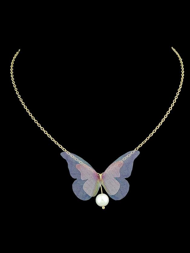 Shein Pink Butterfly Charm Necklace For Women