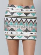 Shein Multicolor Geometric Sequined Bodycon Skirt