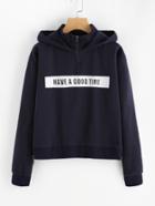 Shein Zip Neck And Side Hoodie