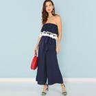 Shein Tassel Trim Double Layer Tube Jumpsuit