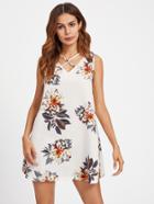 Shein Strappy V-neckline Florals Dress