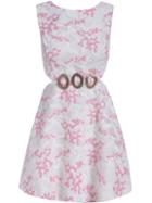 Shein Pink Sleeveless Dolly Metal Embellished Embroidered Lace Dress