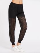 Shein Black Hollow Mesh Overlay Pants