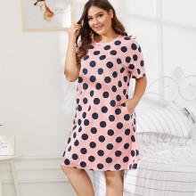 Shein Plus Polka Dot Night Dress With Pocket